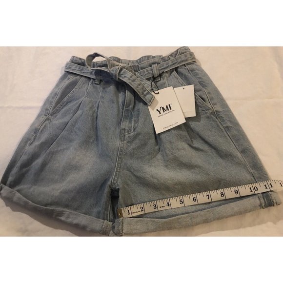 YMI High-rise shorts Denim jeans Collection wide leg size 5, celestial blue NWT - Picture 3 of 11
